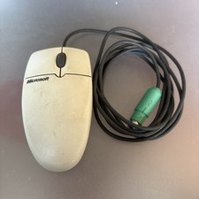 Vintage Microsoft Wheel 3.0 PS/2 X05-95266 83351-576 Mechanical Ball Wired Mouse picture