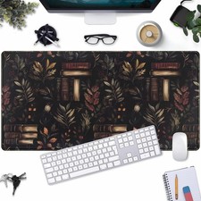 Vintage Plant Desk Mat Gaming Large Pad, Vintage Books Gothic Desk Pad Bookca... picture