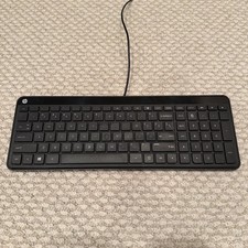 HP KBAH21 USB Wired Super Slim Thin Black PC Keyboard Lightweight Tested picture