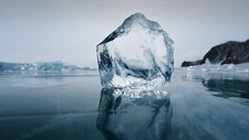 Landscape nature ice frozen lake baikal russia sky Custom Gaming Mat Desk picture