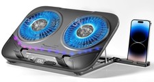 Dual Core Laptop Cooling Pad Smoky Black Adjustable Height Stepless Quiet Dual picture