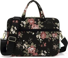 Black C Rose Patten Water Resistant Laptop Shoulder Messenger Bag Case Sleeve 15 picture