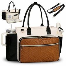 Teacher Tote Bag for Women with Large Cup Holder& 15.6 Inch Laptop Compartment, picture
