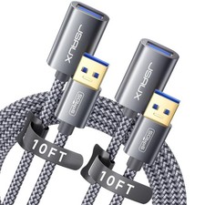 JSAUX 2Pack 10FT+10FT USB 3.0 Extension Cable, Type A Male to Female USB Extende picture
