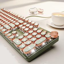 Wired Typewriter Mechanical Keyboard, Low Noise Retro Punk Keyboard with Media K picture