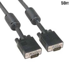 50FT VGA SVGA 15 Pin Male to Male Cable Cord PC Monitor with Ferrite Cores picture