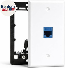 1 Port Cat6 Ethernet Wall Plate RJ45 Female Coupler White with Mounting Bracket picture