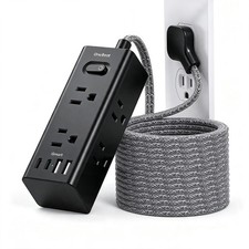 One Beat Extension Cord 15Ft, Flat Plug Surge Protector Power Strip, Black picture
