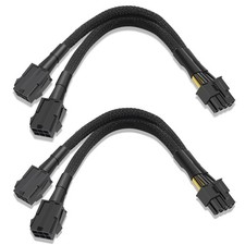 2 Pack Dual 6Pin Female To 8Pin Male GPU Power Sleeved Cables 9.5 Inch picture