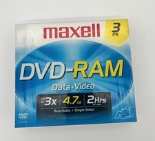 Maxell 4.7GB DVD-RAM Discs Blank 120 Min 2 Hrs 3x New Sealed 3-Pack picture