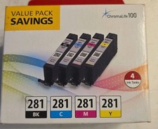 Canon Pixma CLI-281 Black/Cyan/Magenta/Yellow Ink Cartridges Genuine OEM New picture