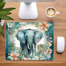 Elephant and Flowers Custom Non-Slip Neoprene Mouse Pad Home Office picture