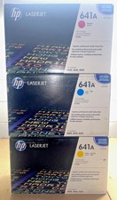 Genuine HP LaserJet C9721A Cyan C9722A Yellow C9723A Magenta 641A Toner 3 Pack picture