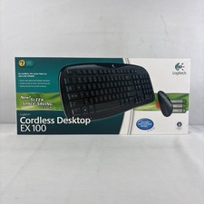 Logitech Cordless Desktop EX 100 Spill-Resistant Black Keyboard & Mouse Set New picture
