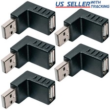 (5 Pack) Right Angle USB Male to Up Facing Female Adapter Connector 5x picture