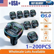 Bluetooth 5.0 Car Wireless FM Transmitter Adapter USB PD Charger AUX Hands LOT picture