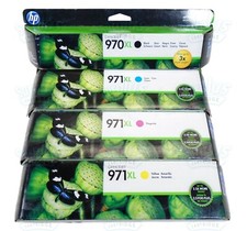 4pk Genuine HP 970XL Black & 971XL Color X476dn X576dn X451dn X551dw Retail Box picture