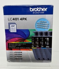 Brother Genuine LC401 4PK Black & Color Standard Yield Ink Cartridge Exp 11/2028 picture