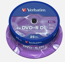 VERBATIM DVD+R DL 8.75GB 240min 8X SILVER.  AZ0 NEW BELL 25 pcs picture