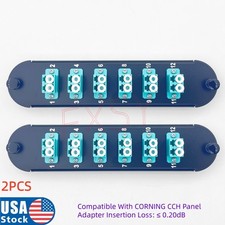 2Pcs Fiber Optic Adapter Panel 6 LC Duplex Aqua OM3 OM4 For CORNING CCH-CP12-E4 picture