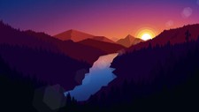 Landscape illustration mountains nature sunset river art Custom Gaming Mat Desk picture