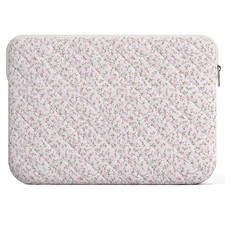 Cotton Quilted Puffy Laptop Sleeve Aesthetic Carrying Case Cover Pink Floral 14