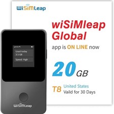 WISIMLEAP 4G Portable WiFi Hotspot Travel Router CloudSIM 20GB US No Contract picture
