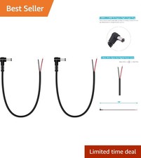 Durable 2-Pack DC Power Pigtail Cable 90 Degree Right Angle for Easy Repairs picture