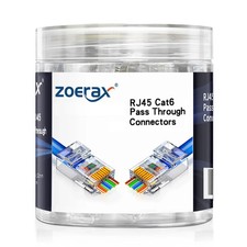 100-Pack RJ45 Cat6 Pass through Connector RJ45 Modular Plugs for Solid or Strand picture