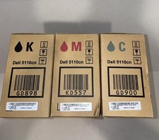 NEW Dell 5110CN High Capacity Cartridge Black,Cyan, Magenta OEM LOT OF 3 picture