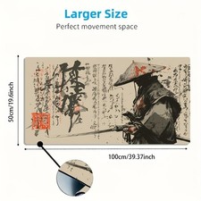 1 Large E-Sports Gaming Mouse Pad with Ink Wash Style Samurai and Calligraphy picture