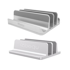 BEQU Combo of 2 & 4 Slots Vertical Laptop Stand, Heavy Duty Aluminum (Silver) picture