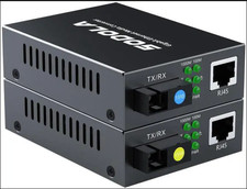 Sodola 1.25G BiDi Fiber Ethernet Media Converter Single SC 20km 2-Pack NEW picture