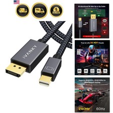 8K Mini DisplayPort to DisplayPort 1.4 Cable 10ft, 8K@60Hz 4K@240Hz 32.4Gbps ... picture