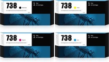 Compatible w/ HP 738 Ink 4-Pack Black Cyan Magenta Yellow DesignJet T850 T950 picture