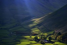 Landscape sun rays farm mountains nature aerial view Custom Gaming Mat Desk picture