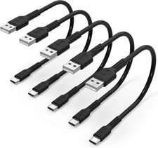 1 Foot Short USB C Cord Fast Charge 5 Pack Durable A to 1 Feet, Black  picture