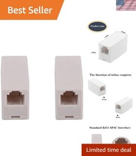 Durable High-Speed RJ11 Telephone Couplers - Female to Female, White Dual Pack picture
