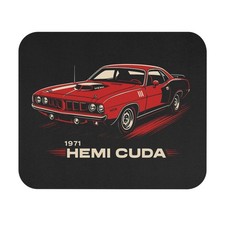 1971 HEMI Cuda Mouse Pad Red Muscle Car Retro Desk Gift picture