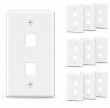 10-Pack Low Profile 2-Port Keystone Jack Wall Plate, RJ45 Wall Plat picture