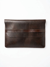 Genuine Full Grain Leather Laptop Sleeve MacBook Air Pro 13 14 Brown Case Pullup picture