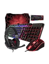 Gaming Keyboard Mouse Headset Combo,USB Wired Crack Backlit Keyboard - BUNDLE picture
