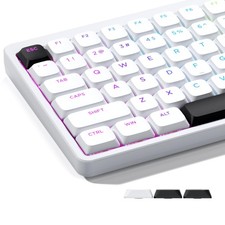 XVX Low Profile White Keycaps, Shine Through Keycap Set, white and black picture