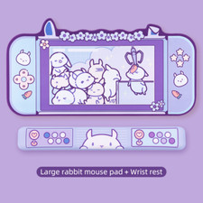 80cm*40cm Cute Big Mouse Pad Thicken Computer Non-slip Wrist Rest Purple Bunny picture