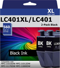 LC401XL LC401 Black Ink Cartridges 2-Pack Compatible with Brother MFC-J1010DW MF picture