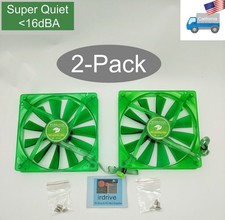 2pack: NEW Evercool Quiet 16dBA Ever Green 140mm 3pin PC Case Cooling Fan EGF-14 picture