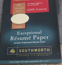 Southworth 24lb Ivory 100% Cotton Letter Paper 8.5x11 Laser Inkjet Copier picture