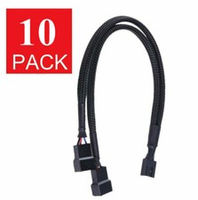10PC 4-Pin PWM to Dual PWM Sleeved Computer Case Fan Power Y-Splitter Cable Wire picture
