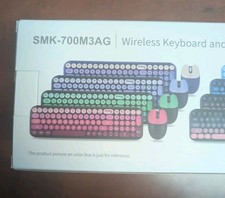Wireless Keyboard and Mouse Combo, 2.4Ghz Gradient Colorful Full-Size Retro Type picture