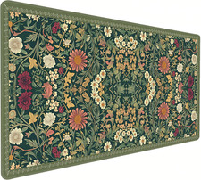 Cute Floral Aesthetic Cosmos Gaming Mouse Pad, Dark Green Rug Desk Mat with Anti picture